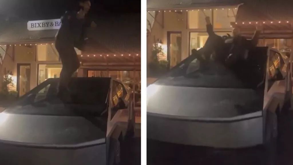 Percaya Mobilnya Anti Peluru, Pria Ini Injak-Injak Kaca Tesla Cybertruck hingga Pecah