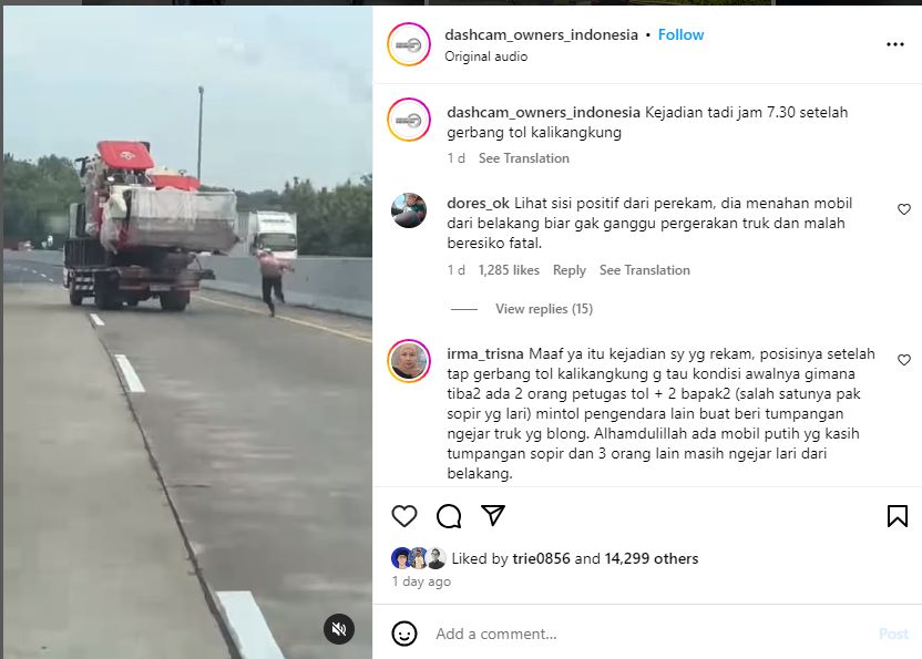 Dramatis, Sopir Mati-matian Mengejar Truk yang Meluncur Sendiri