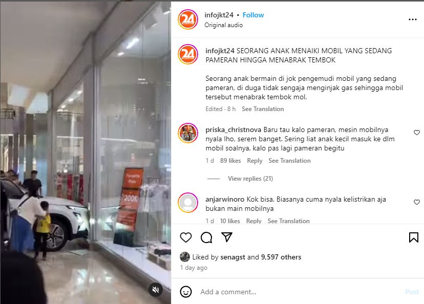 Mobil Listrik Chery Omoda E5 Tabrak Tembok Mal saat Pameran
